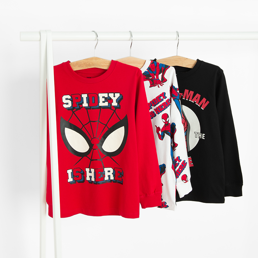 Spiderman white, red and black T-shirts- 3 pack