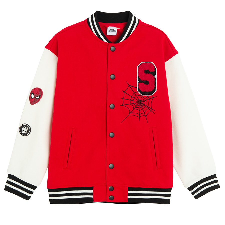 Spidernan red and white buttons sweatshirt