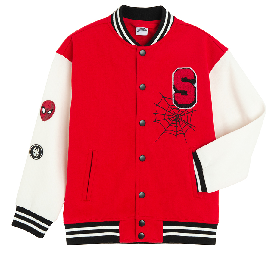 Spidernan red and white buttons sweatshirt