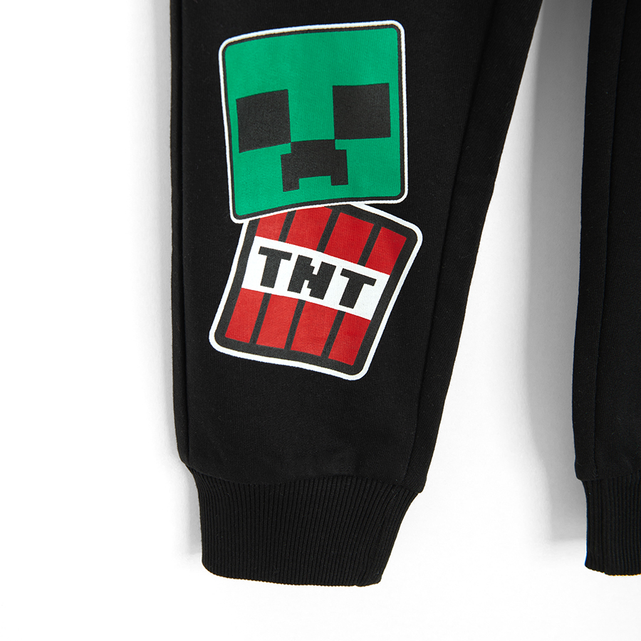 Minecraft white sweatshirt and black jogging pants set- 2 pieces