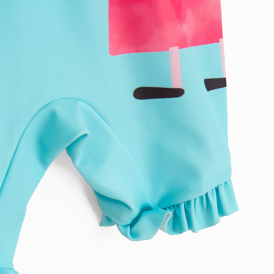 Pappa Pig turquoise short sleeve zip through swimsuit