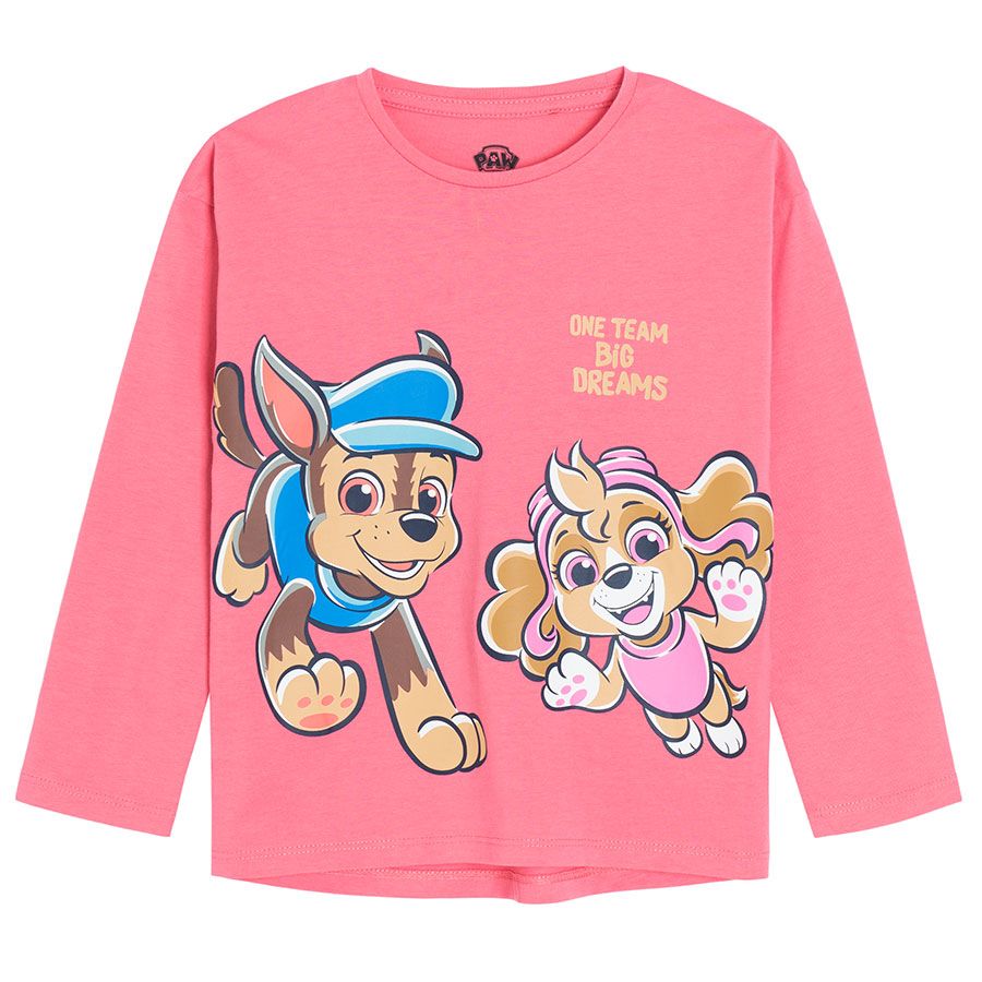 Cream light blue pink long sleeve Paw Patrol T-shirts- 3 pack