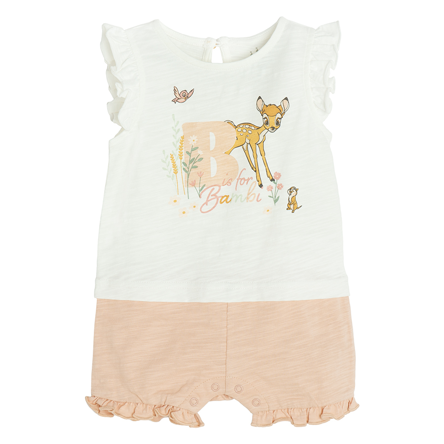 Bambi white T-shirt and pink shorts set- 2 pieces