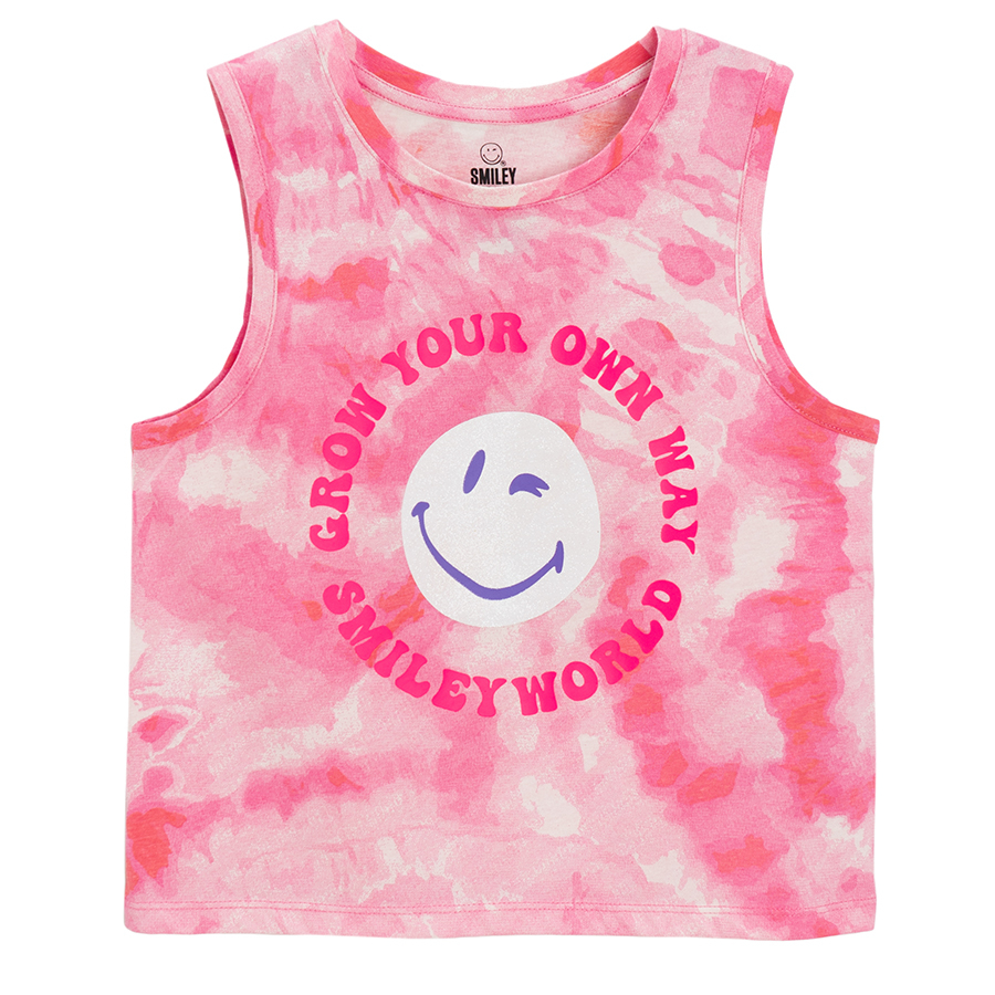 Smiley pink tie dye T-shirt