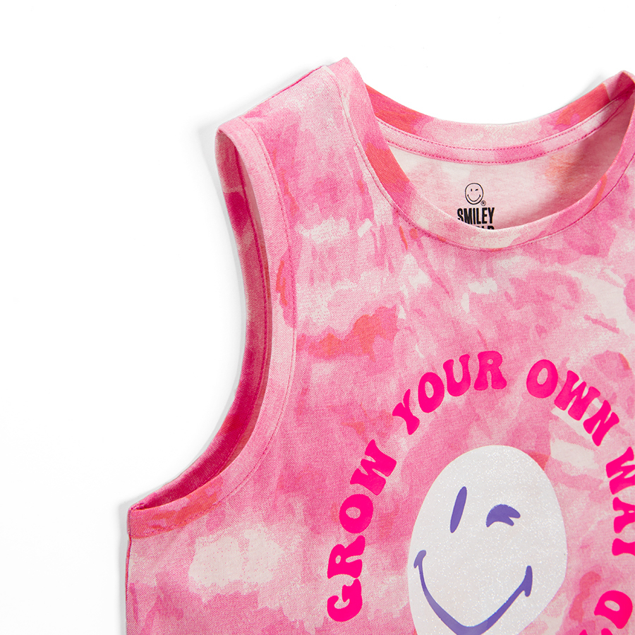 Smiley pink tie dye T-shirt