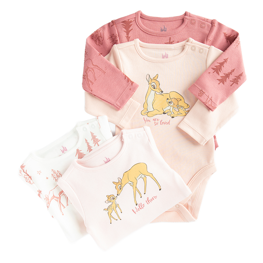 Bambi long sleeve bodysuits- 4 pack