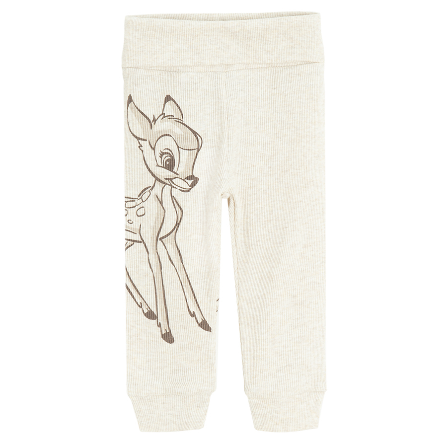 Bambi ecru and pink footless leggings- 2 pack