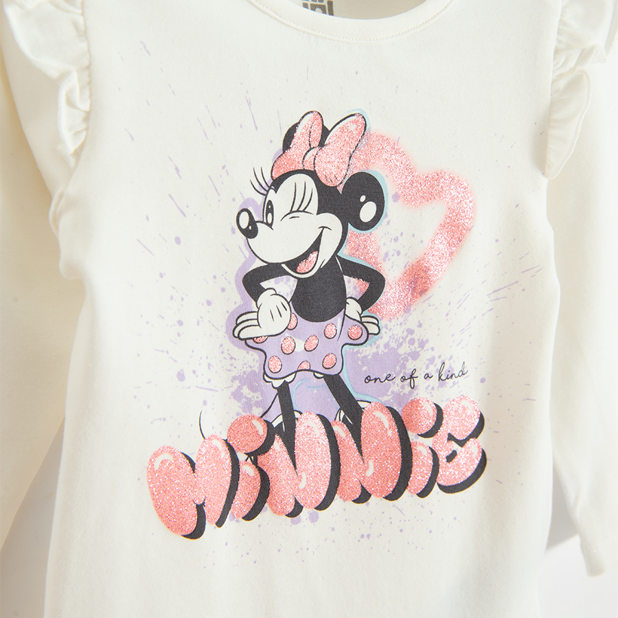 Φορμάκι μακρυμάνικο λευκό με στάμπα MINNIE MOUSE DISNEY