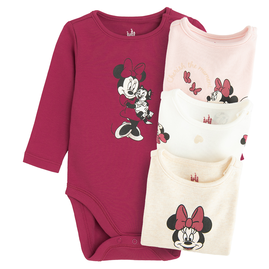 Minnie Mouse long sleeve bodysuits- 4 pack