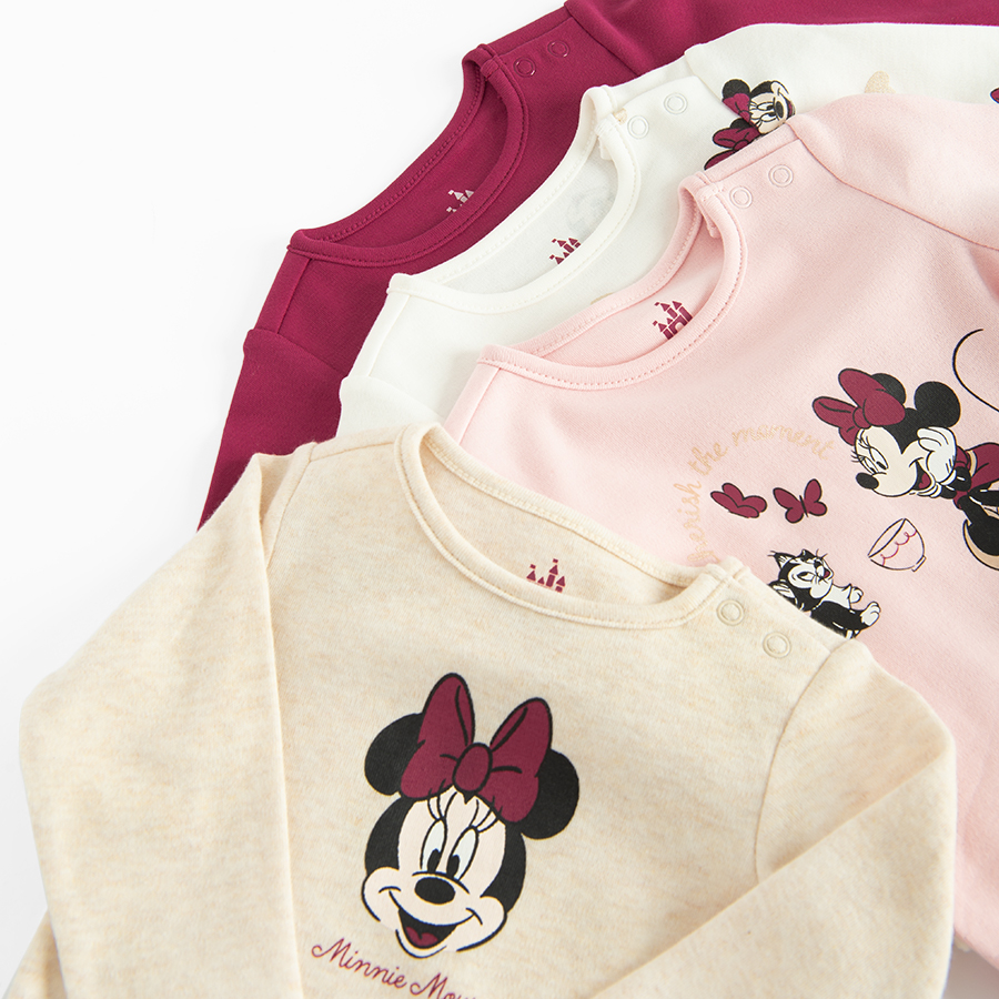 Minnie Mouse long sleeve bodysuits- 4 pack