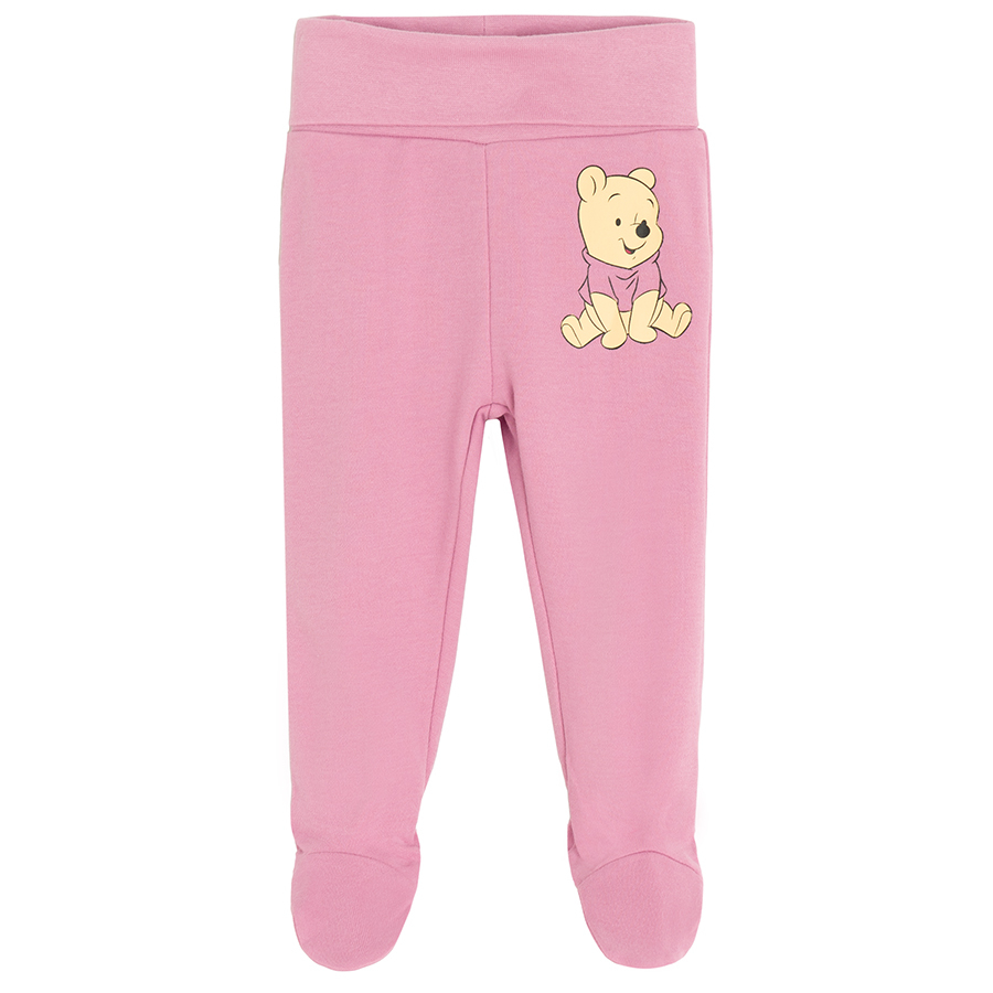 Winnie the Pooh beige and burgundy footed leggings- 2 pack