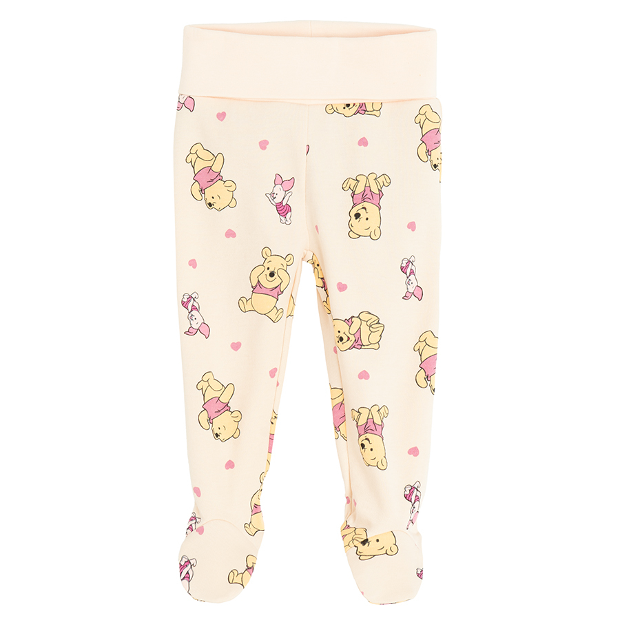 Winnie the Pooh beige and burgundy footed leggings- 2 pack