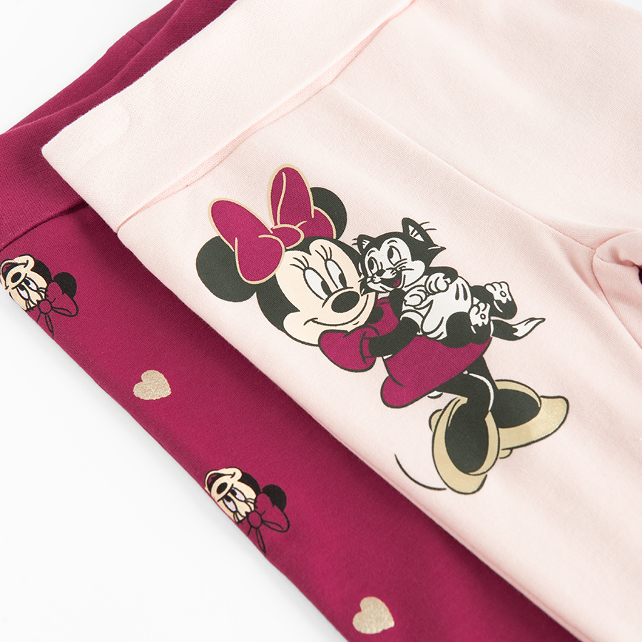 Minnie Mouse pink and burgundy footed leggings- 2 pack