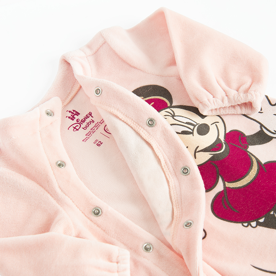 Minnie Mouse pink footed overall