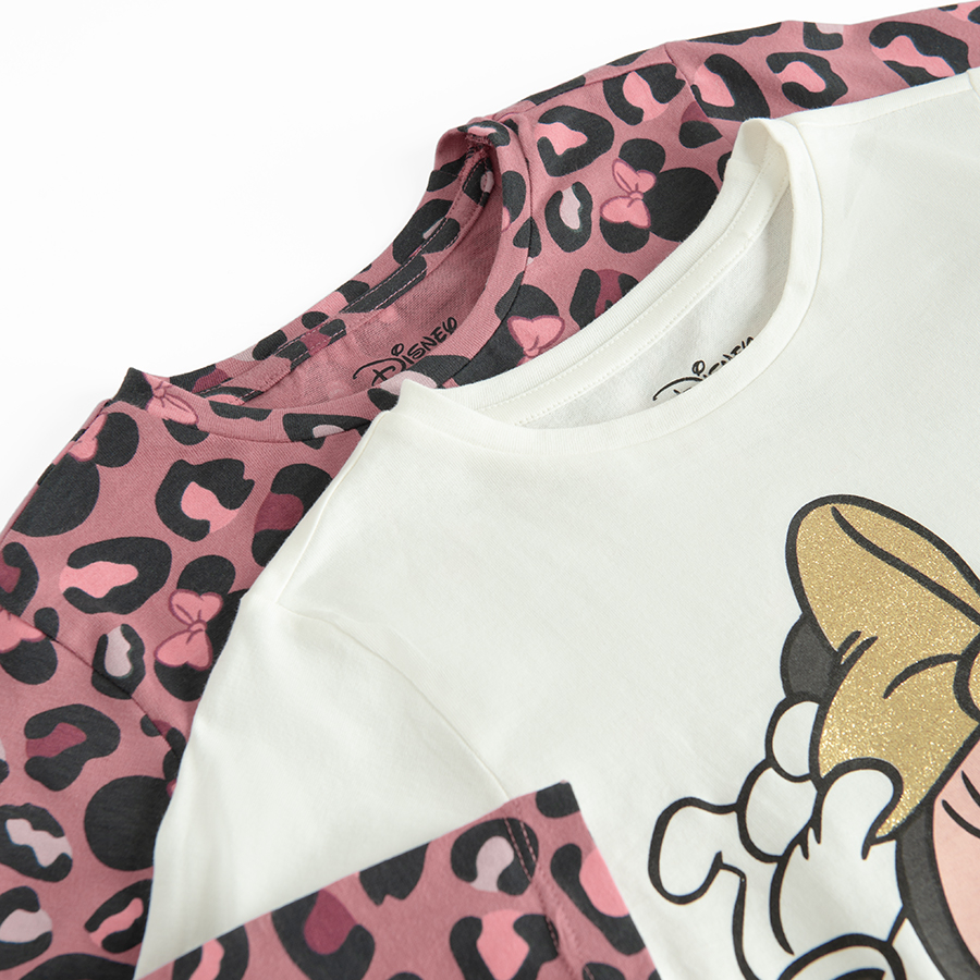 Minnie Mouse white and animal print blouses- 2 pack