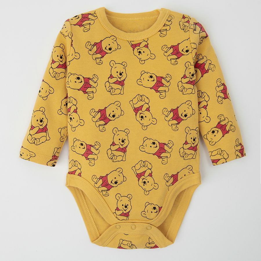 Winnie the Pooh white and yellow long sleeve bodysuits- 3 pack