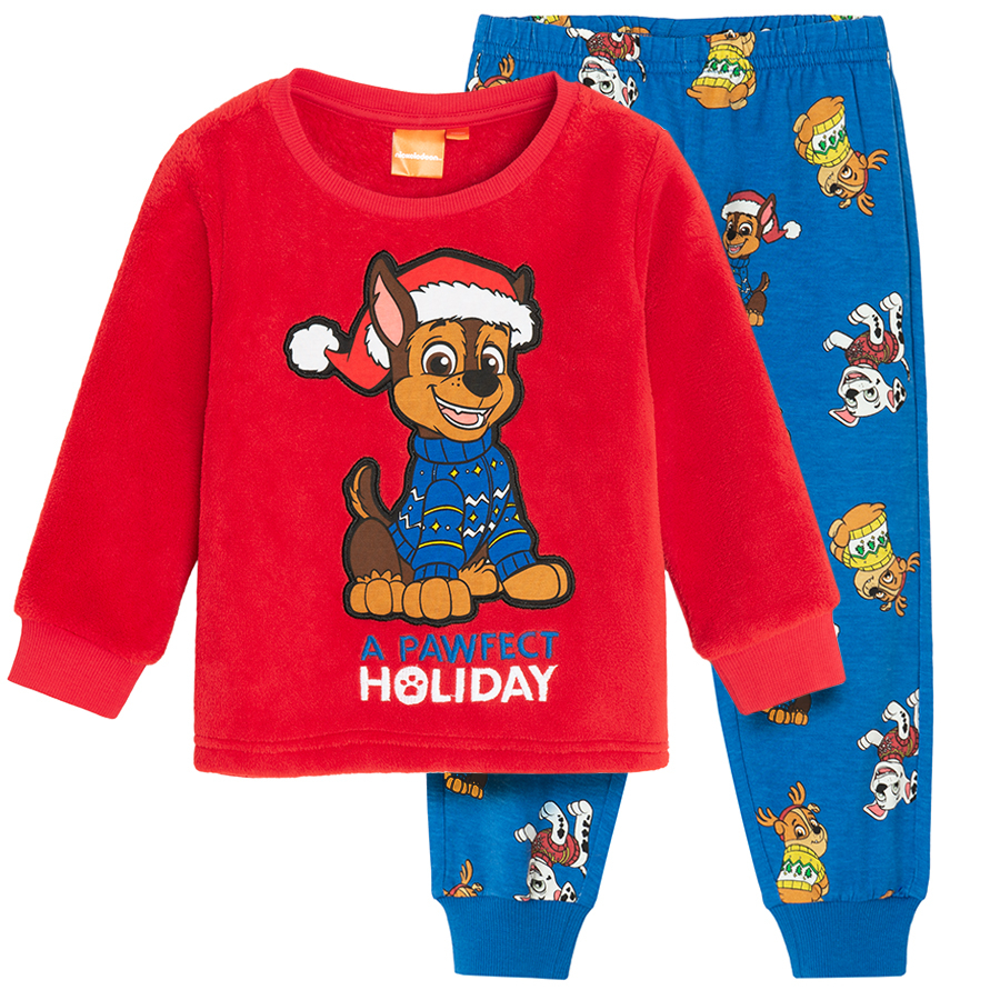 Paw Patrol red long sleeve blouse and blue pants pyjamas