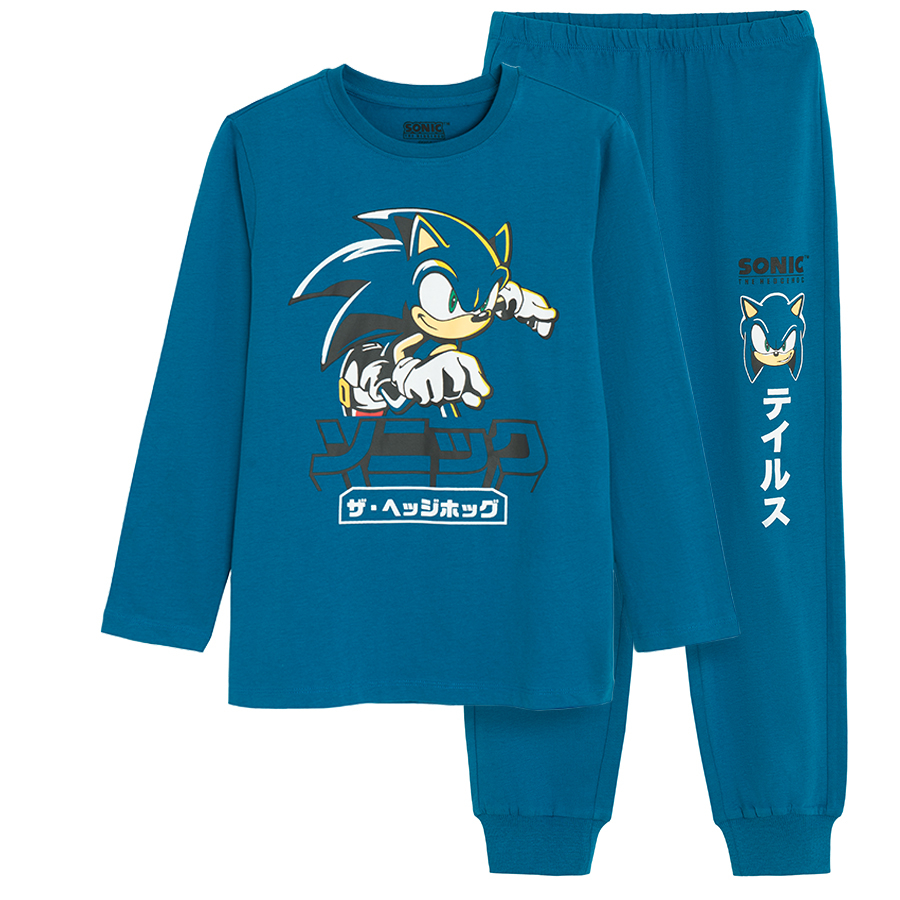 Sonic blue long sleeve blouse and pants pyjamas