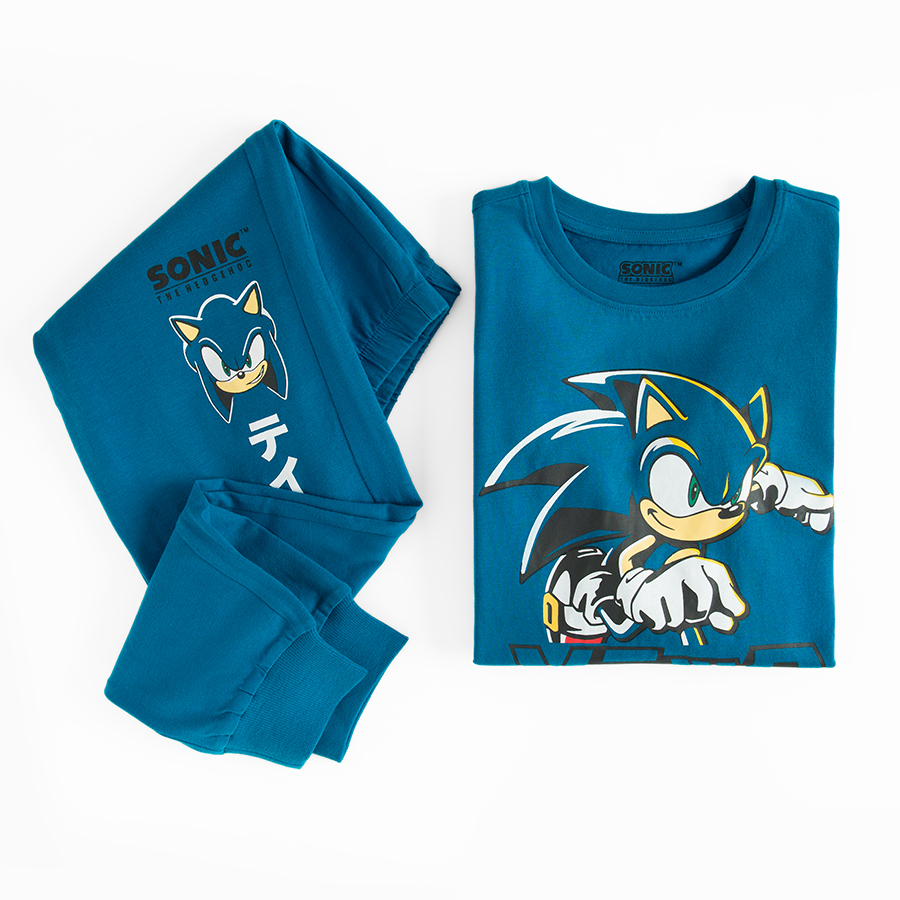 Sonic blue long sleeve blouse and pants pyjamas