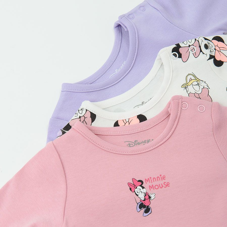 Minnie Mouse and Daisy Duck white, pink and purple bodysuits- 3 pack