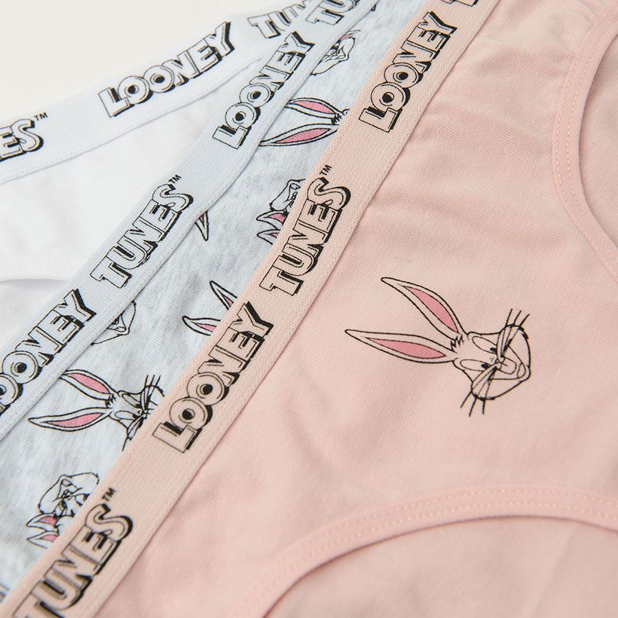 Looney Tunes white, grey and pink briefs- 5 pack