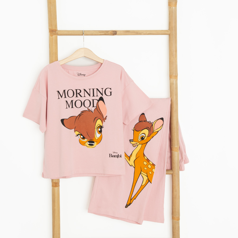 Bambi pink pyjamas, short sleeve blouse and trousers