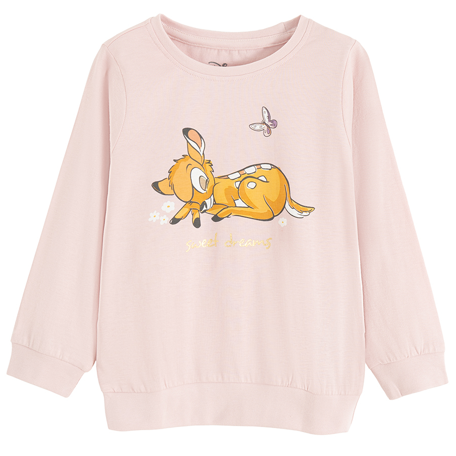 Bambi pink long sleeve blouse and pants pyjamas- 2 pieces