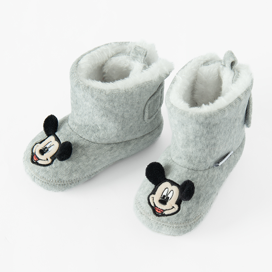 Mickey Mouse light grey newborn slippers