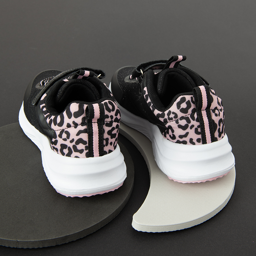 Black and pink zebra print low trainers